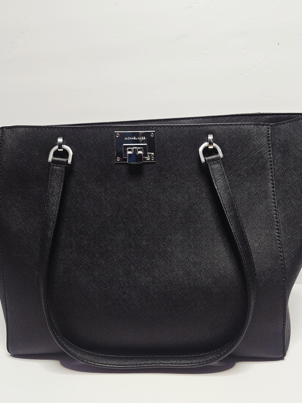 Michael Kors Black Saffiano Tote with Silver Hardware